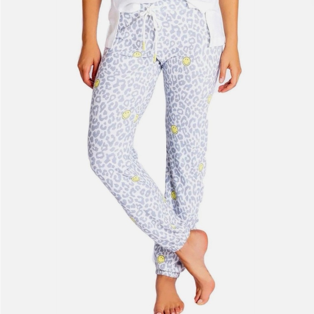 PJ Salvage Gray Leopard Print Pajama Pants with Yellow Accents